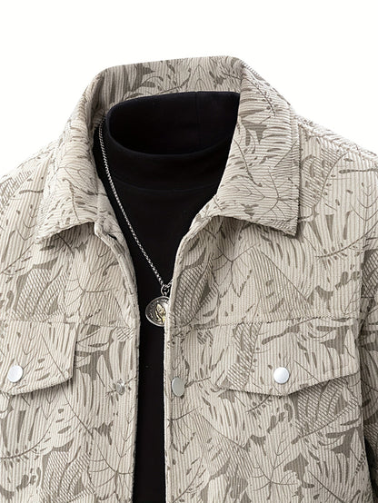 Herren Cordjacke Lässig Beige Modern