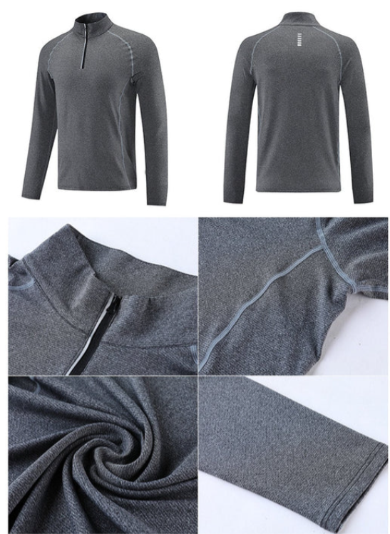 Herren Funktionsshirt Reißverschluss Atmungsaktiv