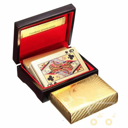 Glamour Spielkarten 24K Gold Holzbox Edel