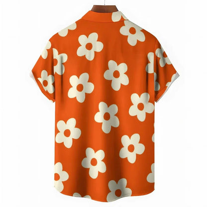 Herren Freizeithemd Blumenmuster Sommer