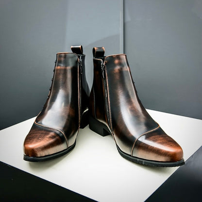 Herren Lederstiefel Elegante Schwarz Lederschuhe