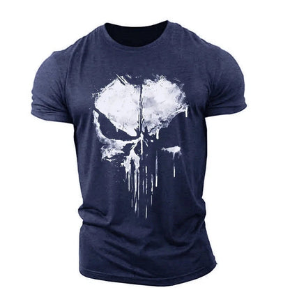 Herren T-Shirt Totenkopf Rundhals Schwarz
