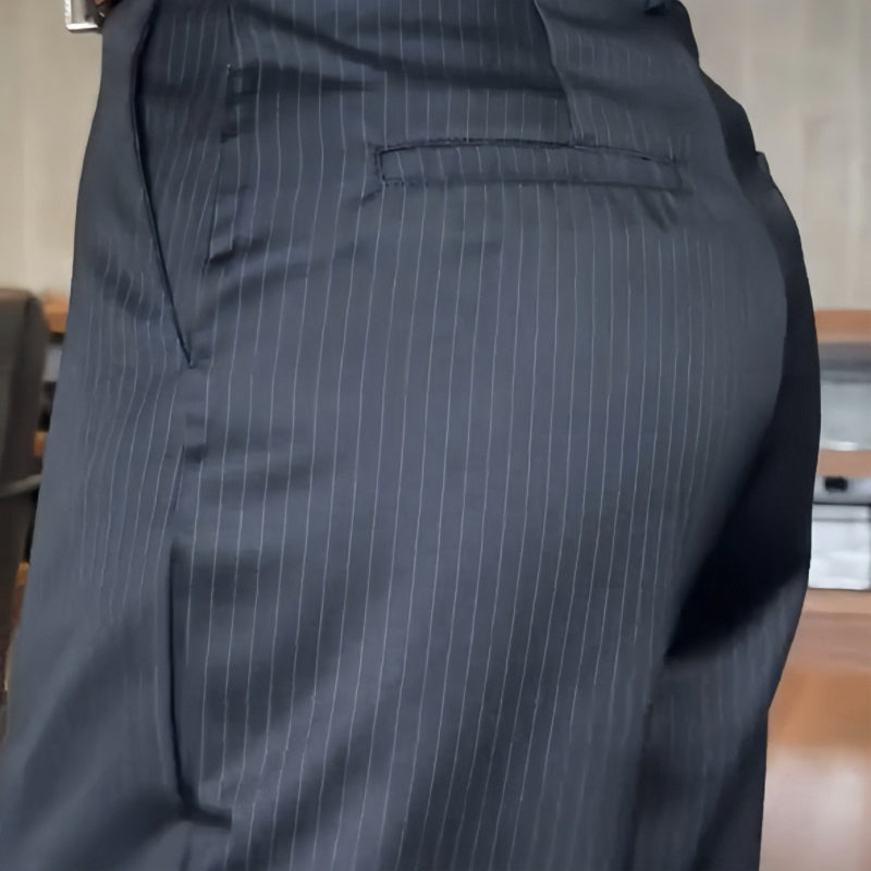 Damen Anzughose Hochtailliert Büroanzug Hose Schwarz
