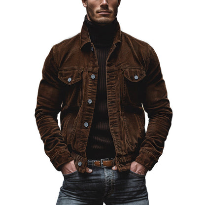 Herren Lederjacke Einreiher Vintage Style