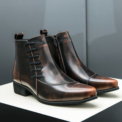 Herren Lederstiefel Elegante Schwarz Lederschuhe