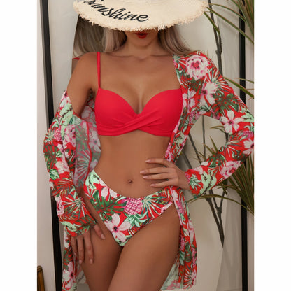 Bikini-Set Blumenmuster Damen Badeanzug Sommer