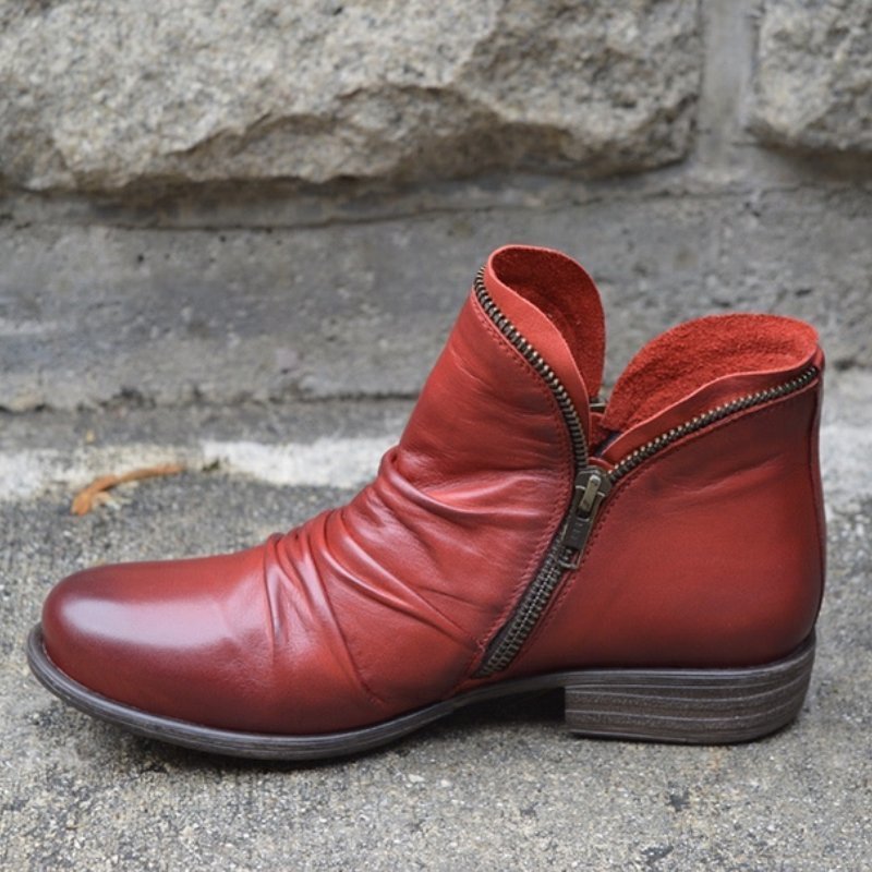 Schmale Stiefeletten aus Glattleder mit Reißverschluss