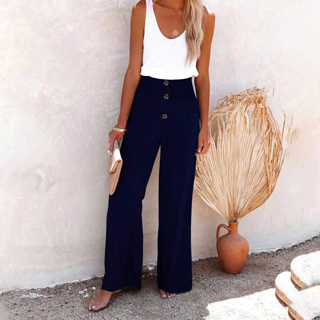 Bequeme Damen Hochtaillenhosen Weite Bein