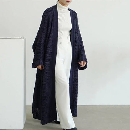 Damen Strickjacke Lang Offene Vorderseite Modern