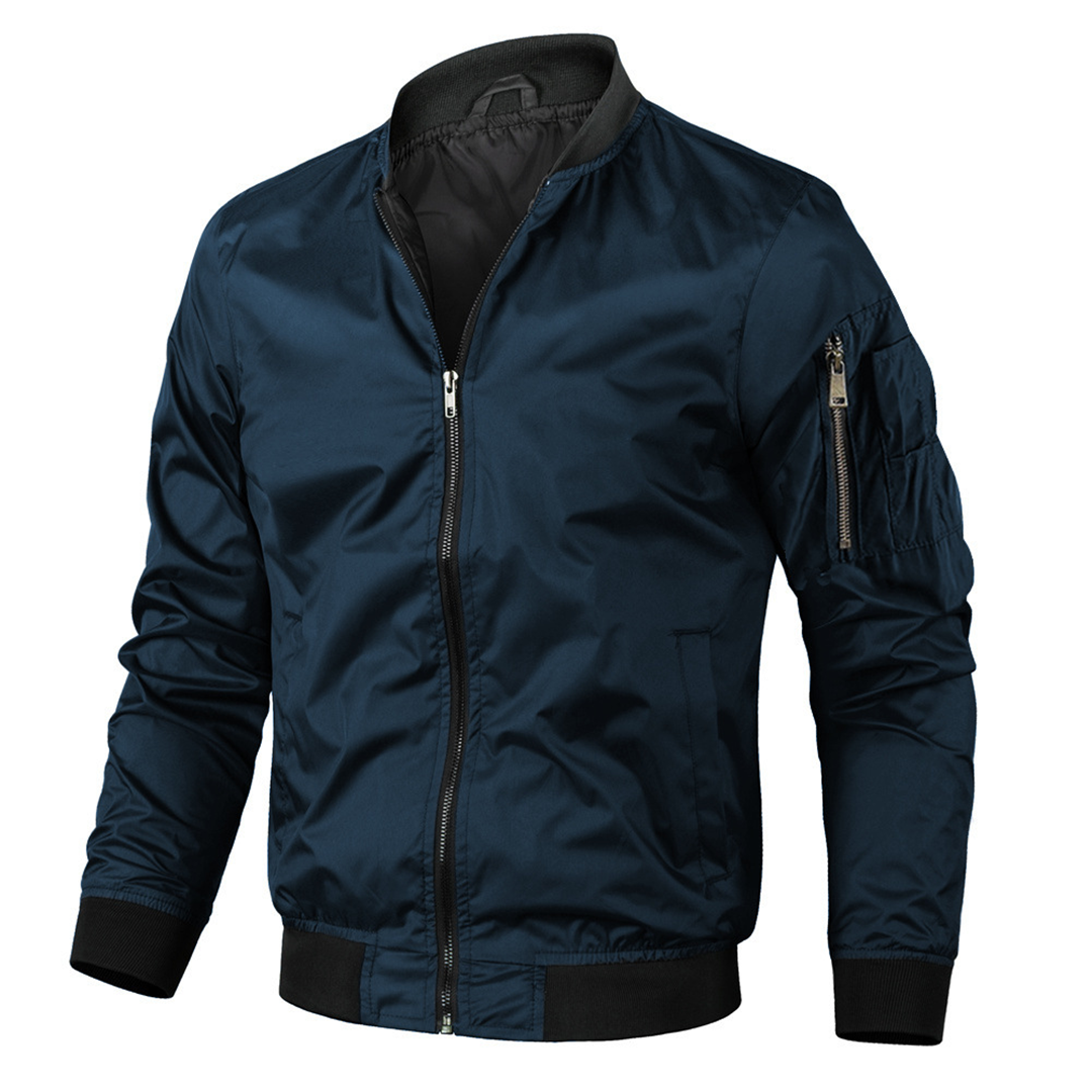 Herren Bomberjacke Warm Isoliert Schwarzes Leder