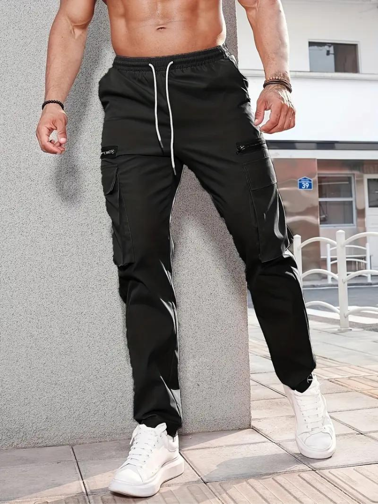 Herren Jogger Hose Bequem Drawstring Schwarz - BerlinGlamour