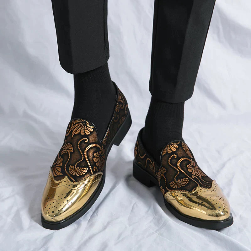 Herren Loafer Spitzenmuster schwarz Elegant