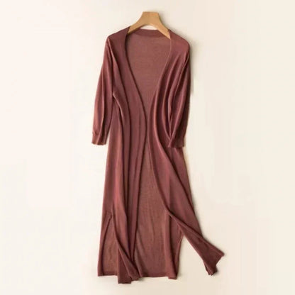 Damen Strickjacke Lang Leicht Drapiert Elegant - BerlinGlamour