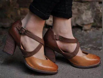 Leder High Heels Hellbraun Damen Schuhe Sommer - BerlinGlamour