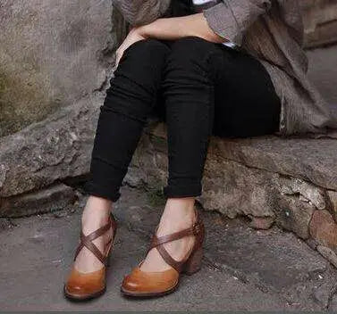 Leder High Heels Hellbraun Damen Schuhe Sommer