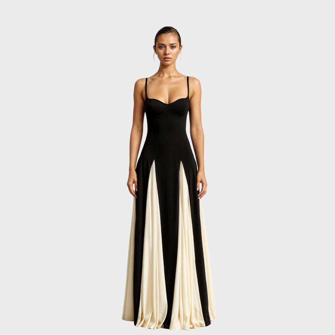 Elegantes Maxikleid mit Ausschnitt und Ruffles - BerlinGlamour