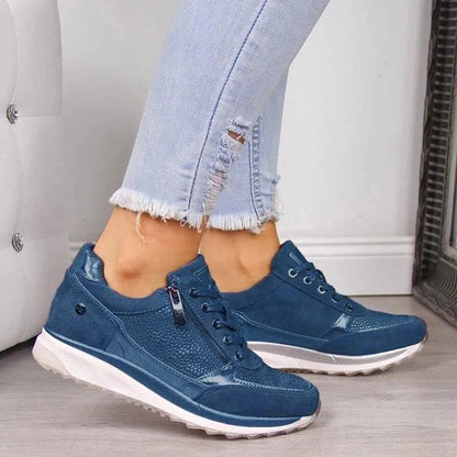 Damen Sneaker Orthopädisch Seitenzip Rocker Sohle Komfort - BerlinGlamour