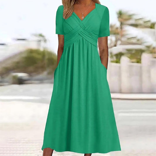 Elegantes Midi-Kleid mit Bauchbedeckung Damenkleid Modern - BerlinGlamour
