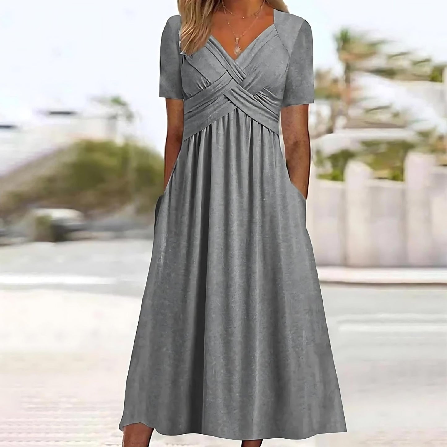 Elegantes Midi-Kleid mit Bauchbedeckung Damenkleid Modern