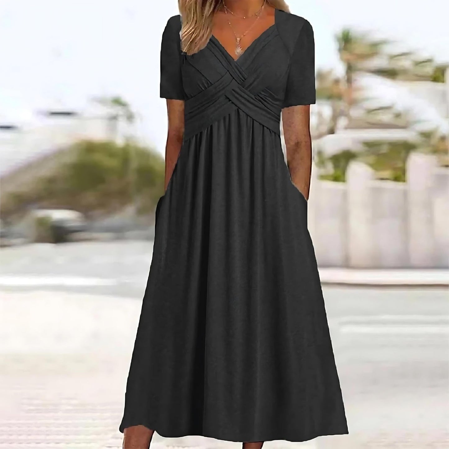 Elegantes Midi-Kleid mit Bauchbedeckung Damenkleid Modern