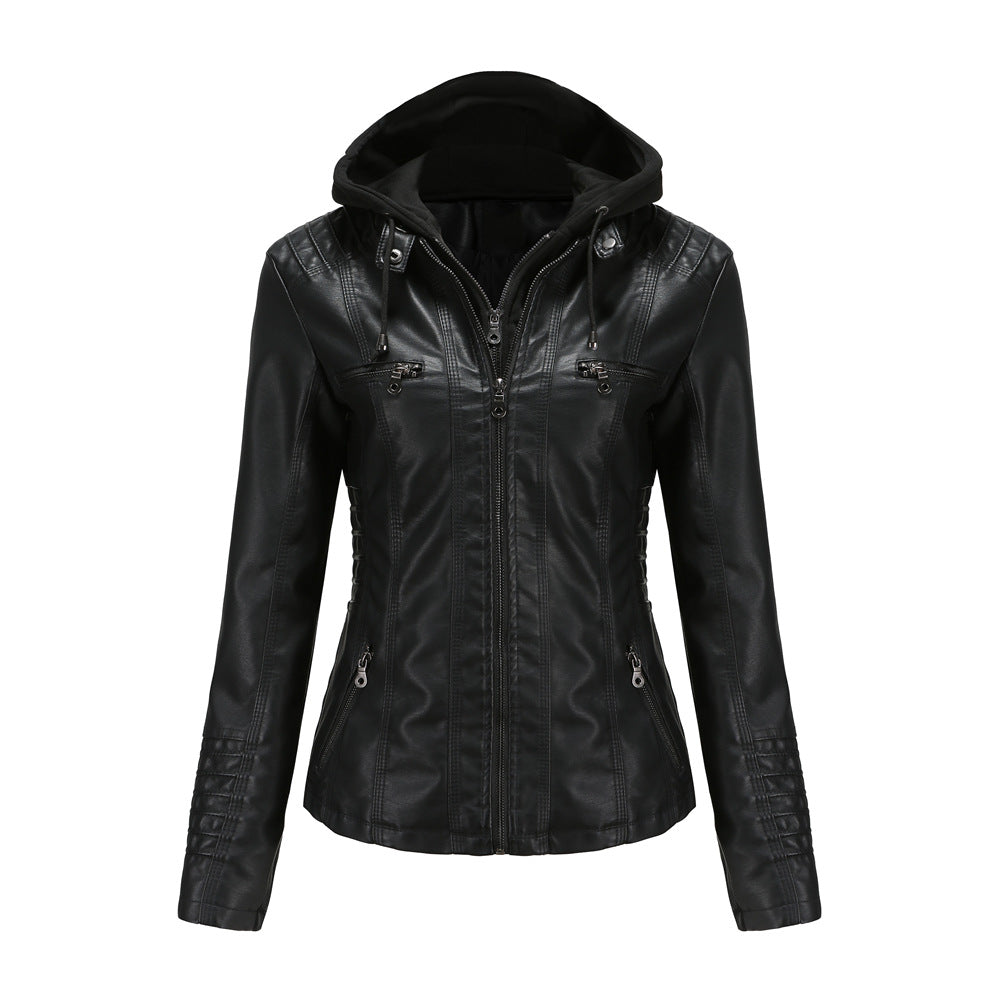 Ledermantel Damen Kunstleder Jacke Schwarz