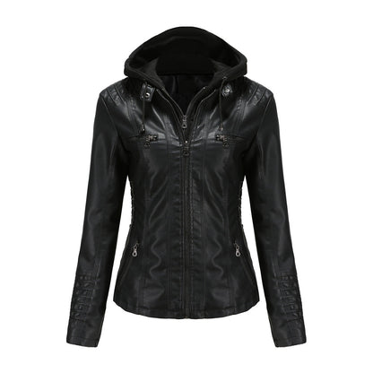 Ledermantel Damen Kunstleder Jacke Schwarz