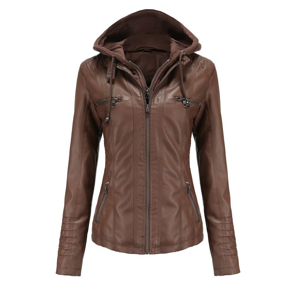 Ledermantel Damen Kunstleder Jacke Schwarz