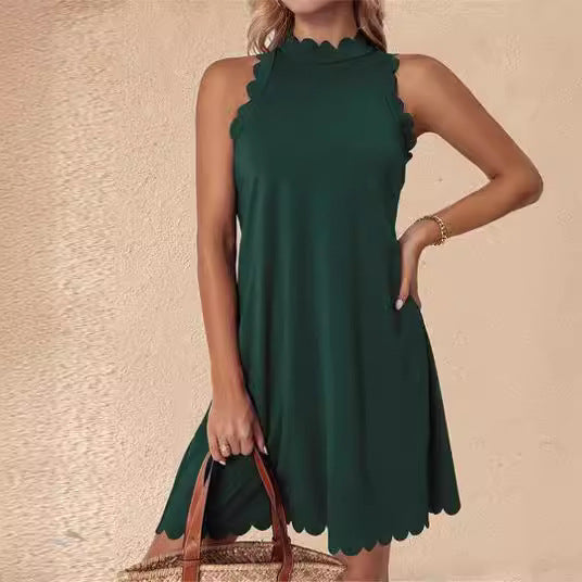 Damenkleid Ärmellos Fließend Mit V-Ausschnitt Sommerkleid