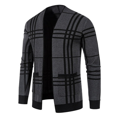 Herren Strickjacke Karomuster Modern mit Reißverschluss