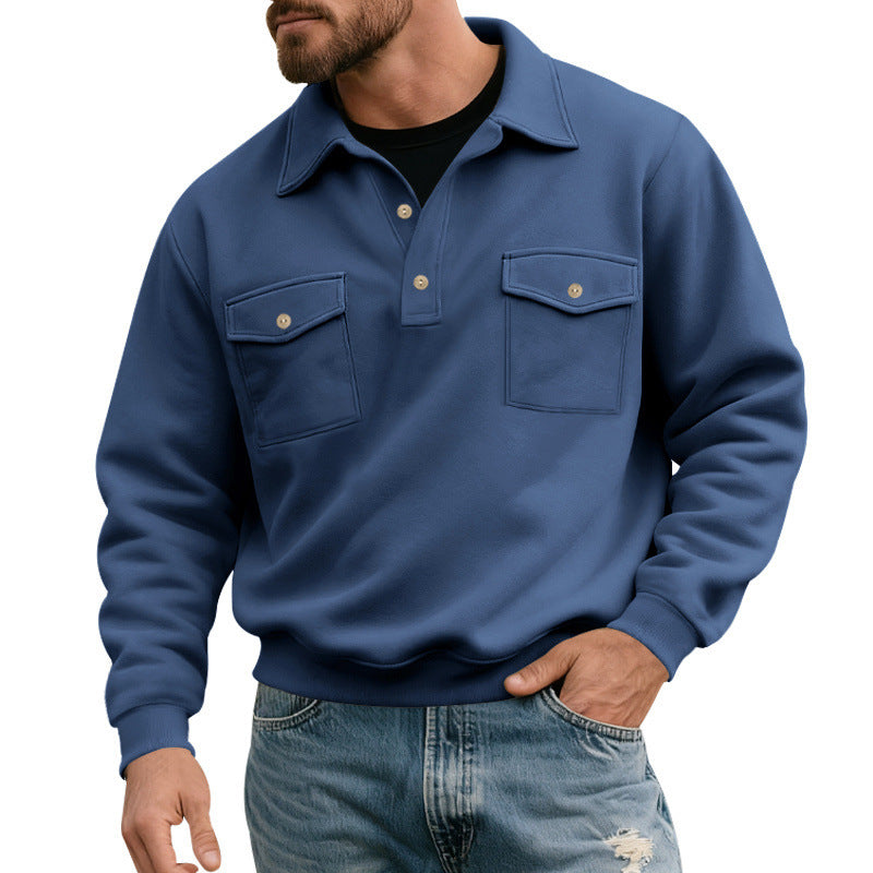 Herren Pullover Lässig Mit Pattentaschen Groß