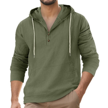 Herren Kapuzenpullover Lässig mit Tasche und Knöpfen