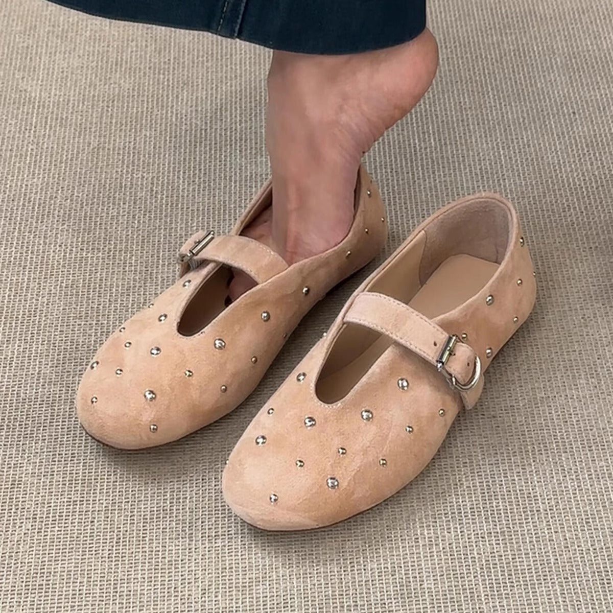 Damen Ballerinas Glitter mit Riemchen und modischem Design