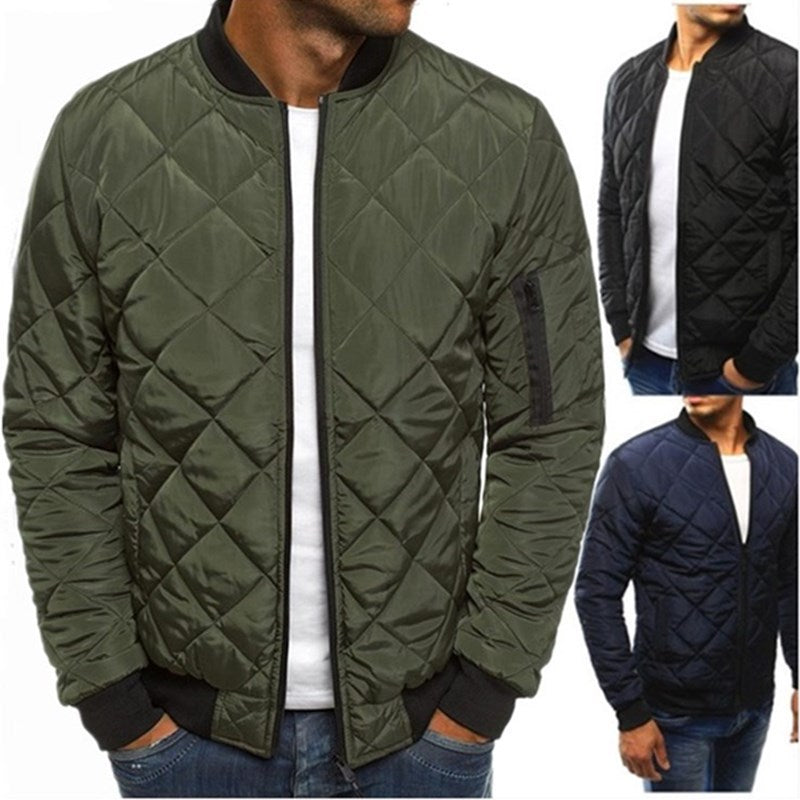 Herren Steppjacke Warm Isoliert Reißverschluss Taschen - BerlinGlamour