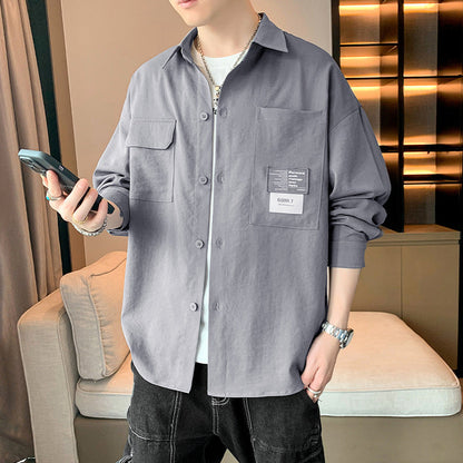 Herren Hemdjacke Utility Style Modern mit Taschen