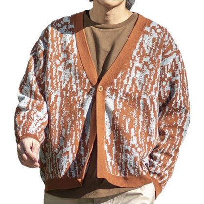 Herren Strickcardigan Modern mit V-Ausschnitt und Muster