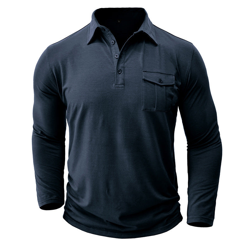 Herren Poloshirt Langarm Moderner Stehkragen Slimfit