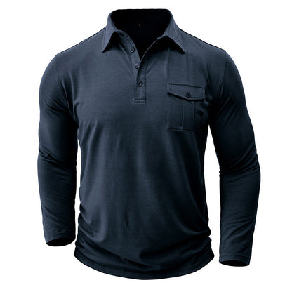 Herren Poloshirt Langarm Moderner Stehkragen Slimfit