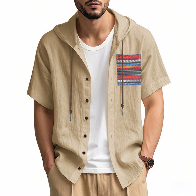 Herren Hoodie Hemd mit Knöpfen Bunt Berlin Streetwear
