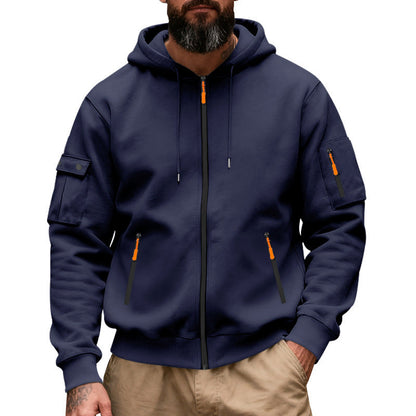 Herren Kapuzenjacke Praktisch mit Reißverschluss-Taschen Funktionell