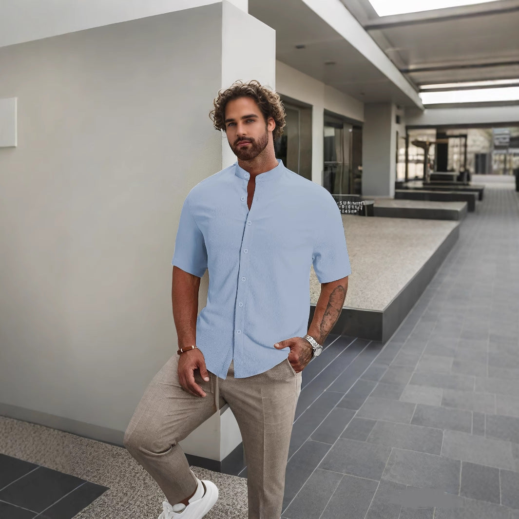 Herren Kurzarmhemd Modern Komfortabel Sommer