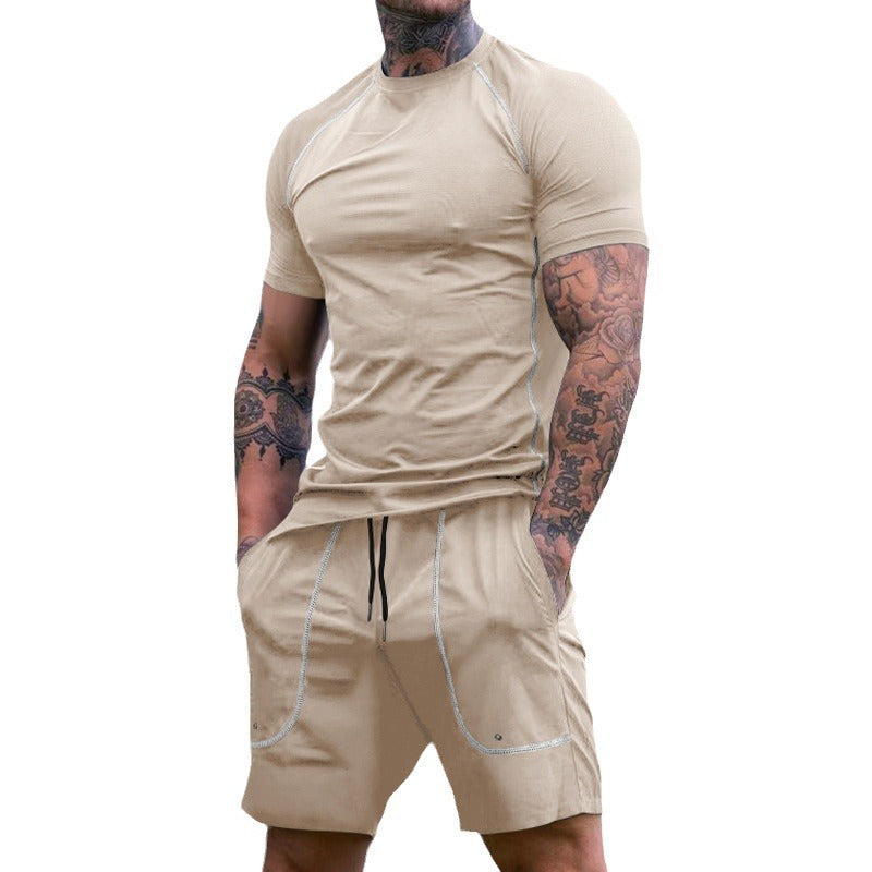 Herren Sportset Atmungsaktiv Kurzarmshirt und Laufshorts