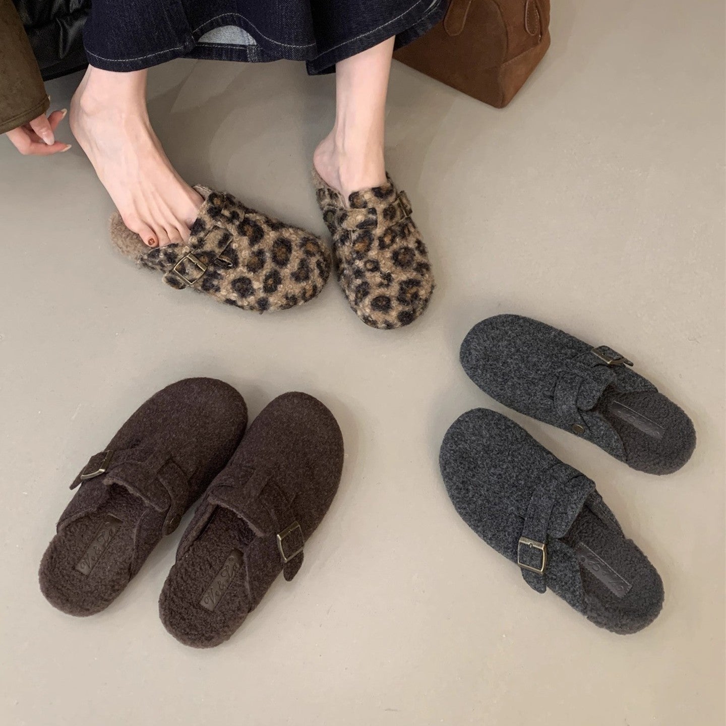 Damen Clogs Wollfilz Warm Schnalle Mode - BerlinGlamour