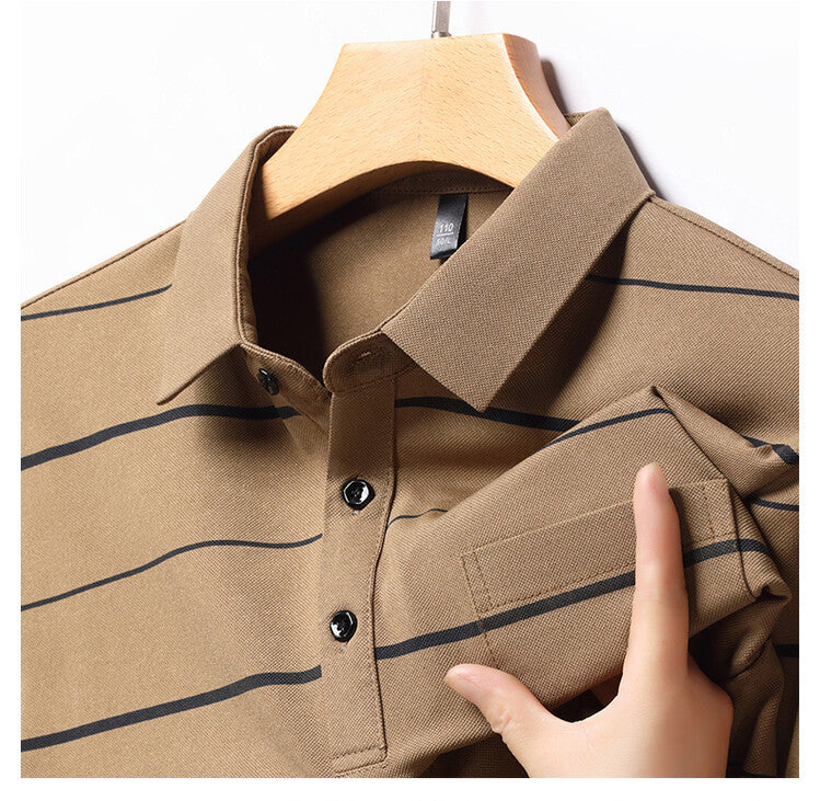Herren Poloshirt Kurzarm Streifenmuster Elegant Modern