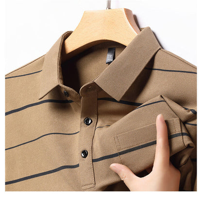 Herren Poloshirt Kurzarm Streifenmuster Elegant Modern