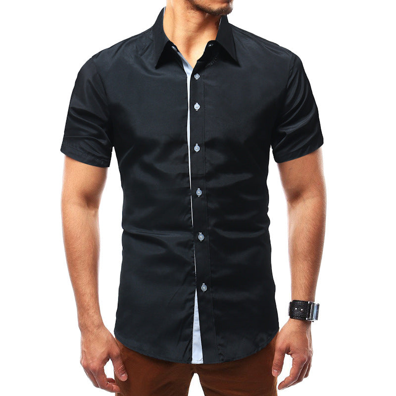 Herren Kurzarmhemd Modern Slim Fit Feinripp