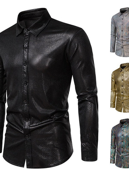 Herren Hemd Modern Elegant mit Glanzstoff
