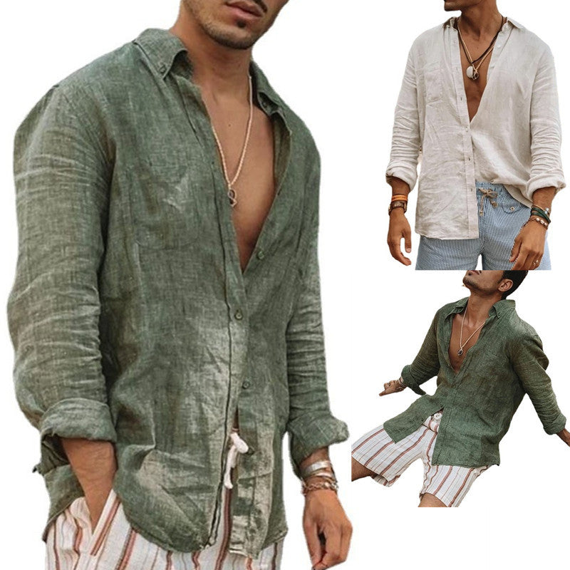 Herren Leinenhemd Bequem Locker Leicht - BerlinGlamour