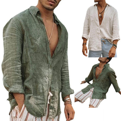 Herren Leinenhemd Bequem Locker Leicht - BerlinGlamour