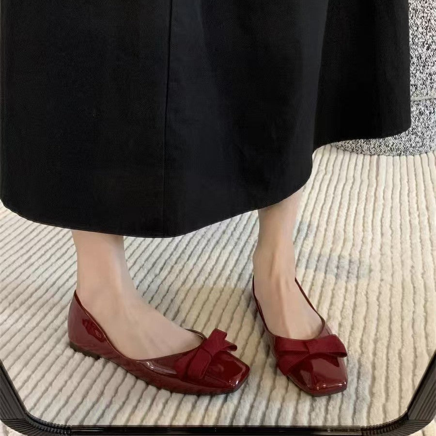Damen Ballerinas Weich Bequem Mit Schleife