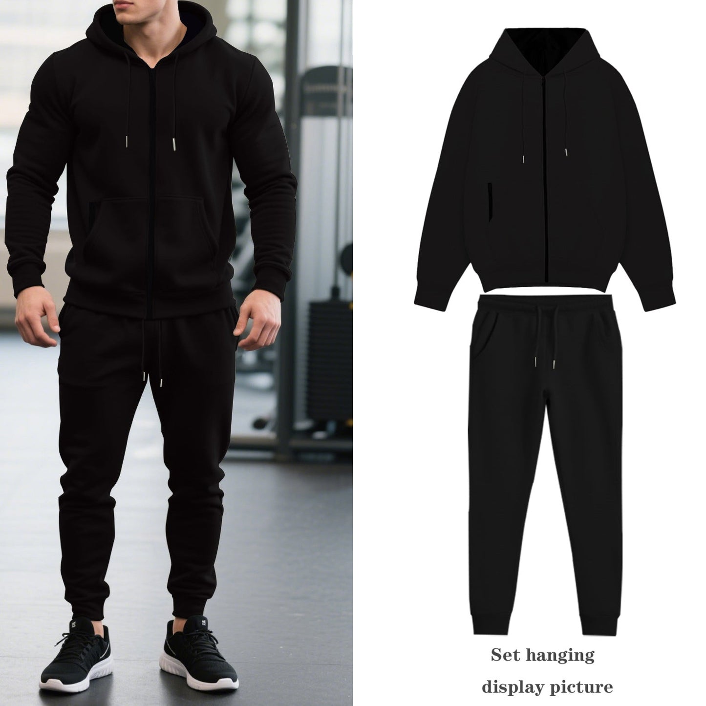 Herren Sportanzug Kapuzenjacke Elastisch Mit Taschen